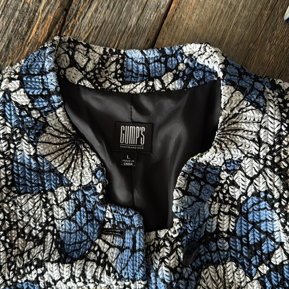 Gump's Geometric Floral Patterned Button-Up Jacket Size Large - Picture 2 of 13